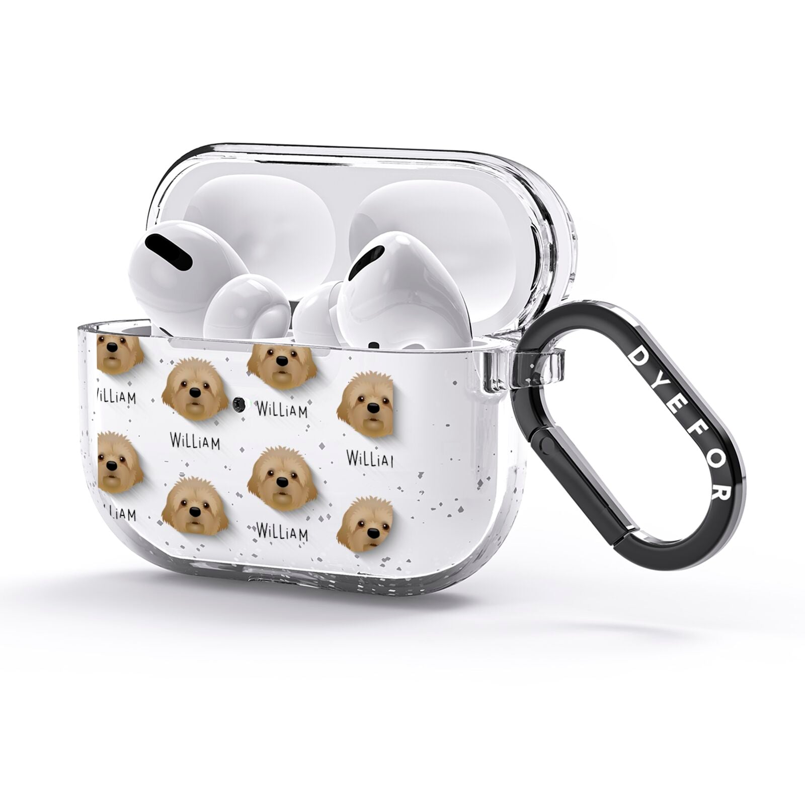 Cavapoochon Icon with Name AirPods Glitter Case 3rd Gen Side Image