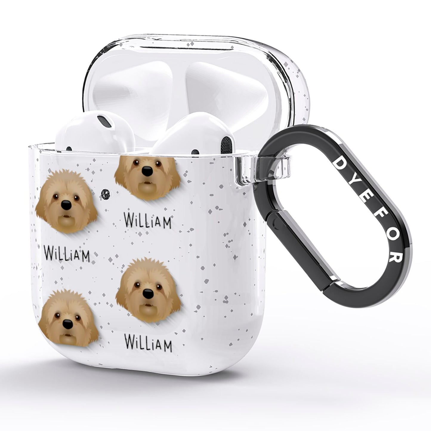 Cavapoochon Icon with Name AirPods Glitter Case Side Image