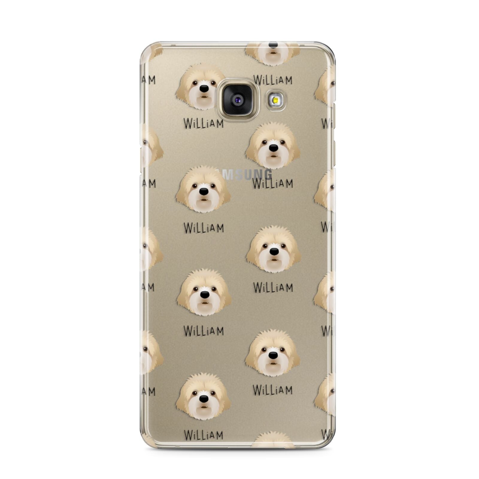 Cavapoochon Icon with Name Samsung Galaxy A3 2016 Case on gold phone