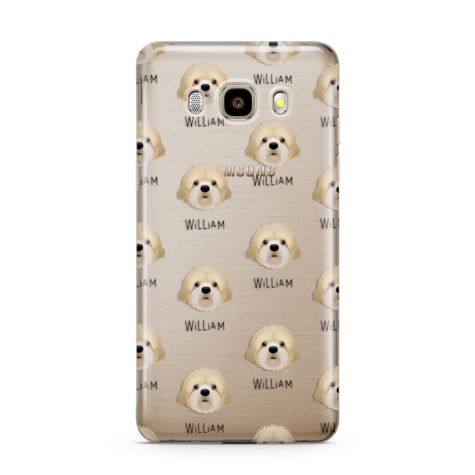 Cavapoochon Icon with Name Samsung Galaxy J7 2016 Case on gold phone