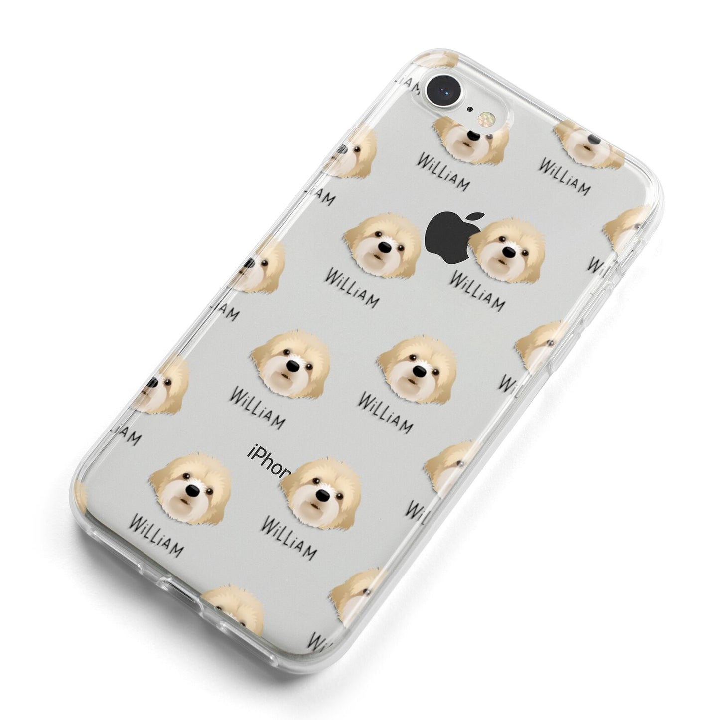 Cavapoochon Icon with Name iPhone 8 Bumper Case on Silver iPhone Alternative Image