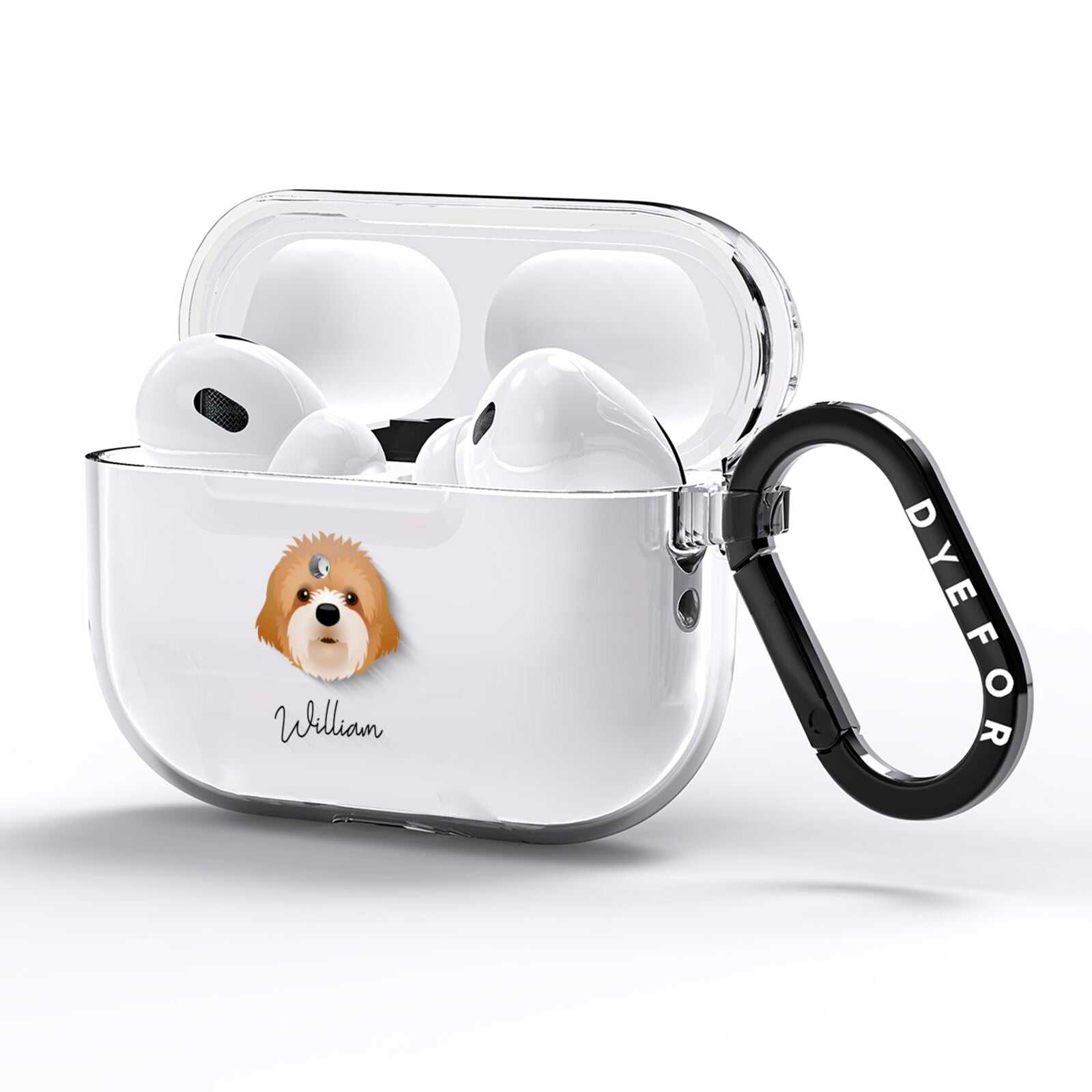 Cavapoochon Personalised AirPods Pro Clear Case Side Image