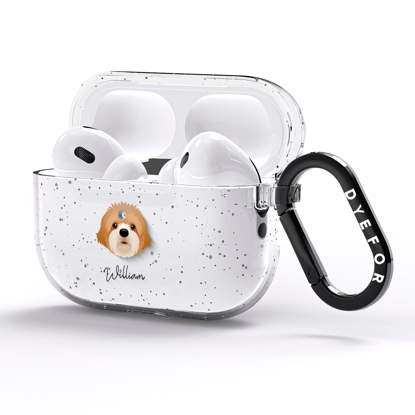 Cavapoochon Personalised AirPods Pro Glitter Case Side Image
