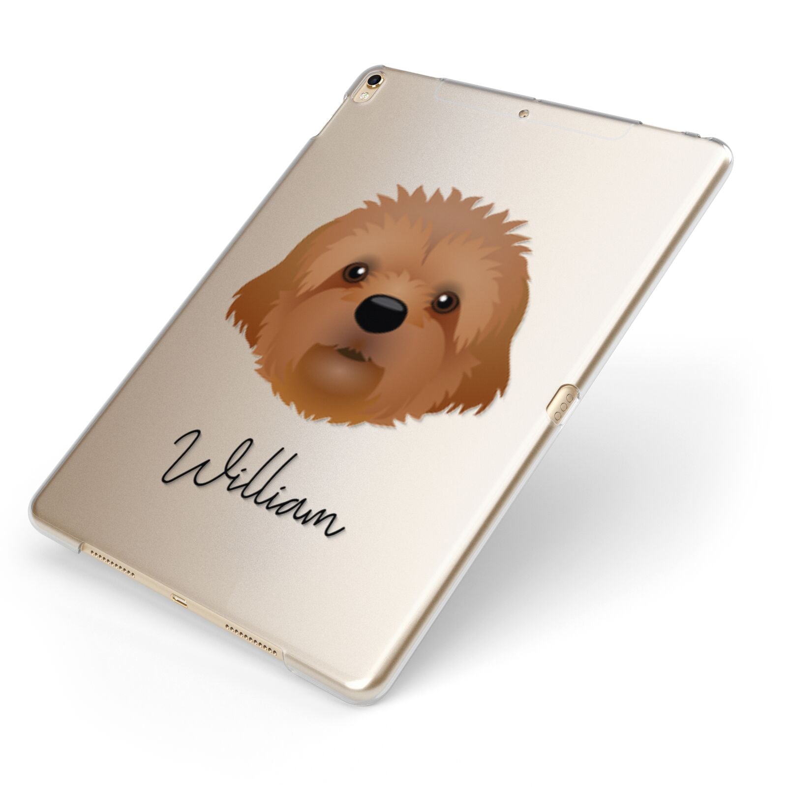 Cavapoochon Personalised Apple iPad Case on Gold iPad Side View
