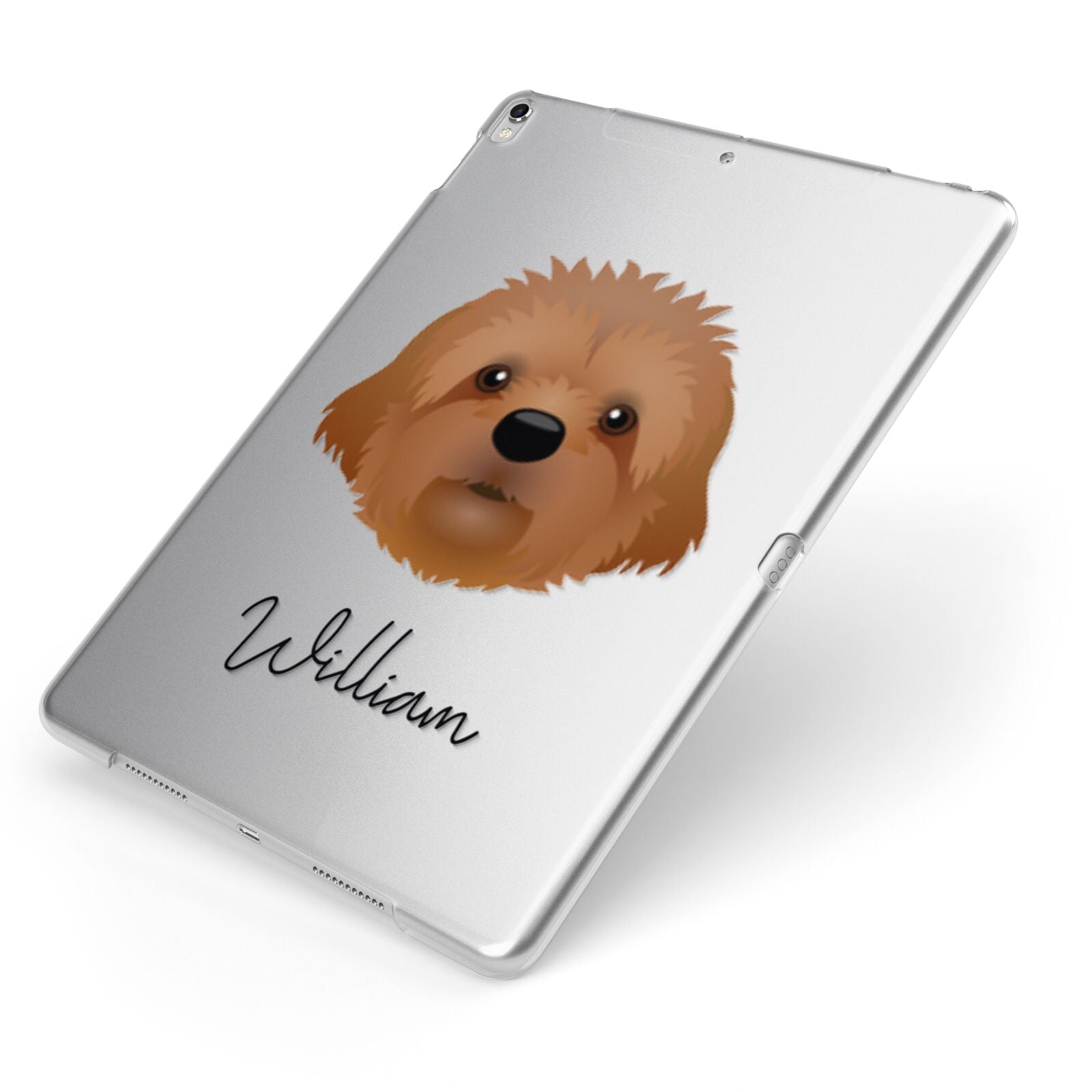 Cavapoochon Personalised Apple iPad Case on Silver iPad Side View