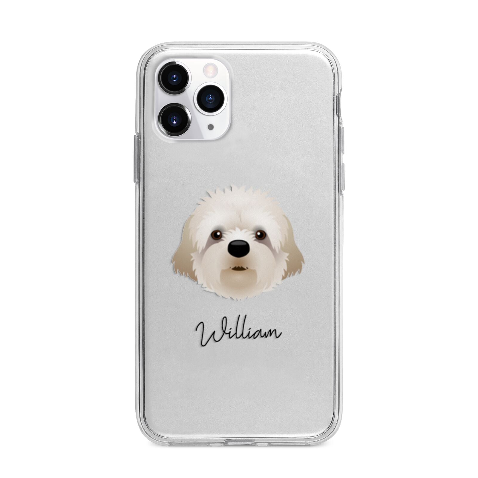 Cavapoochon Personalised Apple iPhone 11 Pro in Silver with Bumper Case