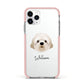 Cavapoochon Personalised Apple iPhone 11 Pro in Silver with Pink Impact Case