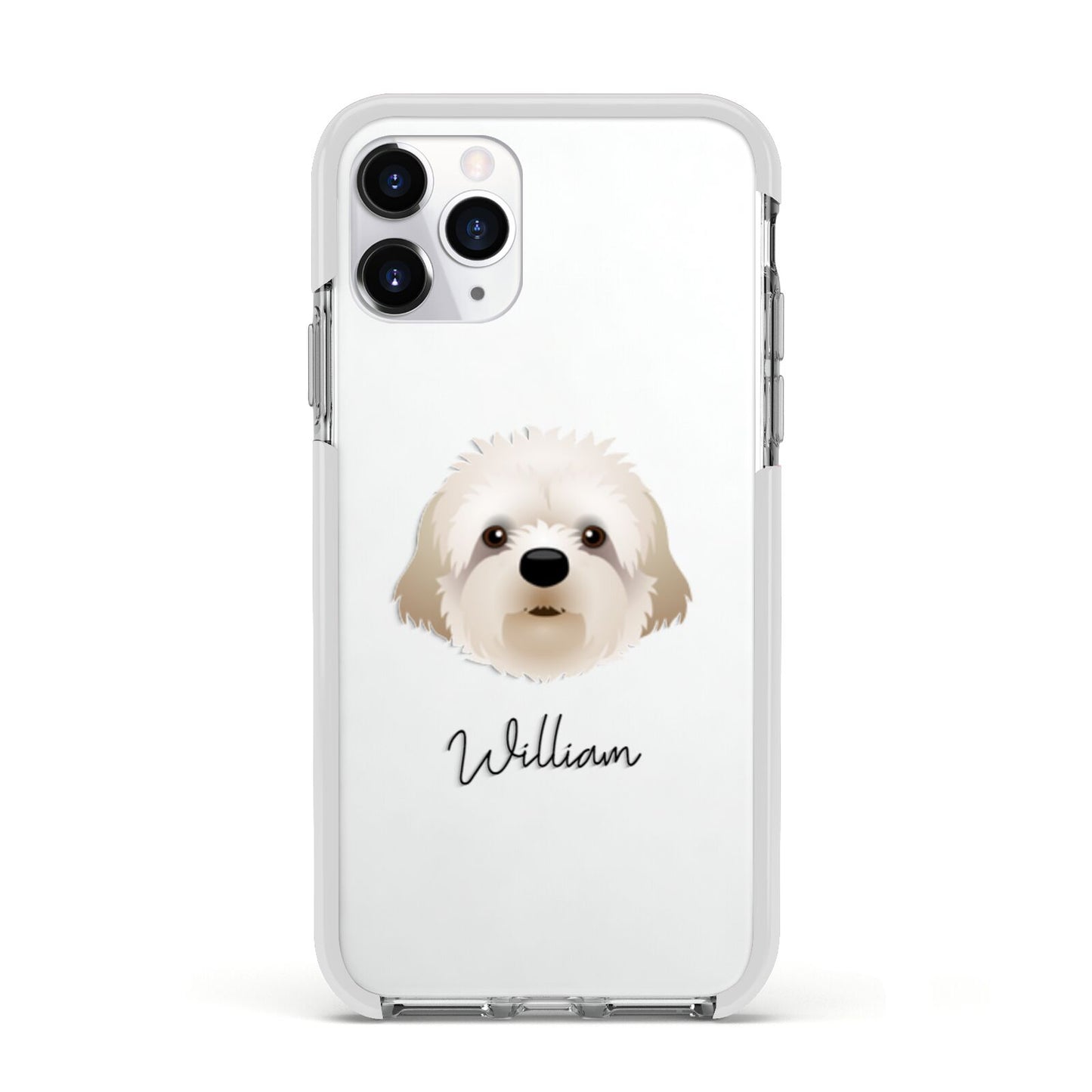 Cavapoochon Personalised Apple iPhone 11 Pro in Silver with White Impact Case
