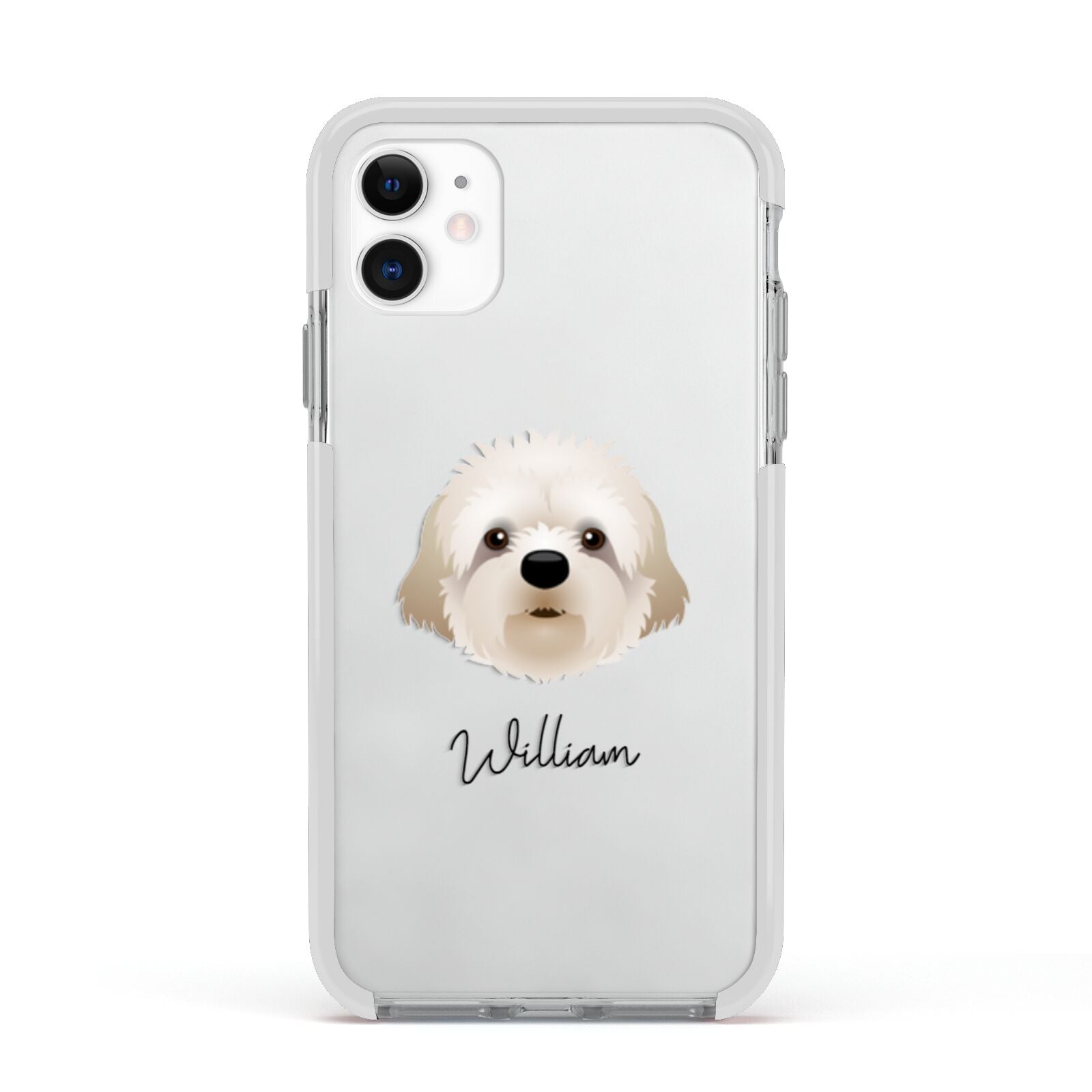 Cavapoochon Personalised Apple iPhone 11 in White with White Impact Case