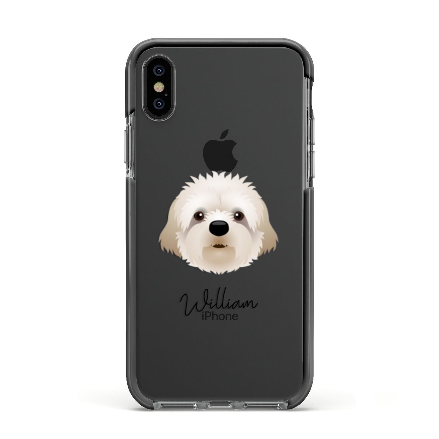Cavapoochon Personalised Apple iPhone Xs Impact Case Black Edge on Black Phone
