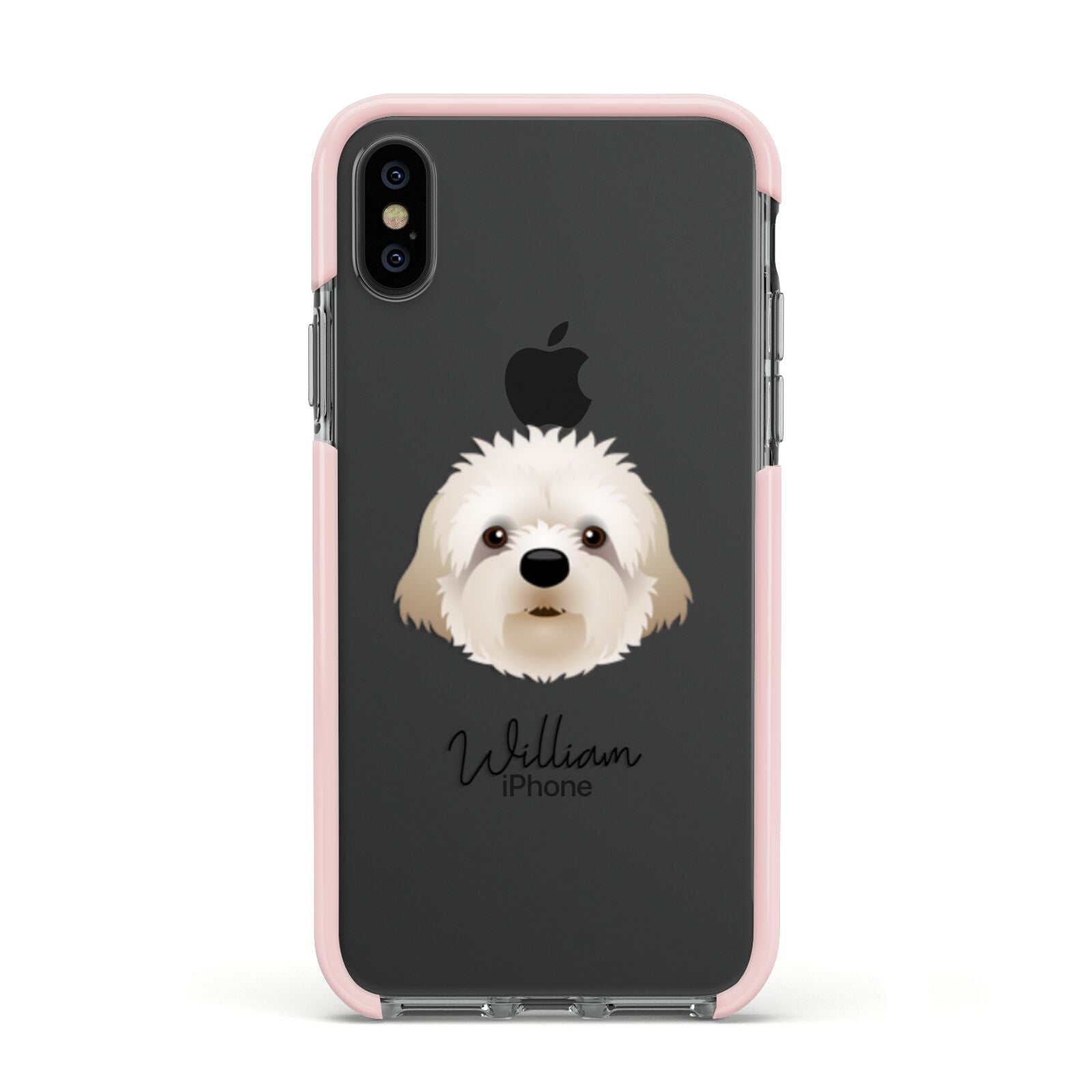 Cavapoochon Personalised Apple iPhone Xs Impact Case Pink Edge on Black Phone