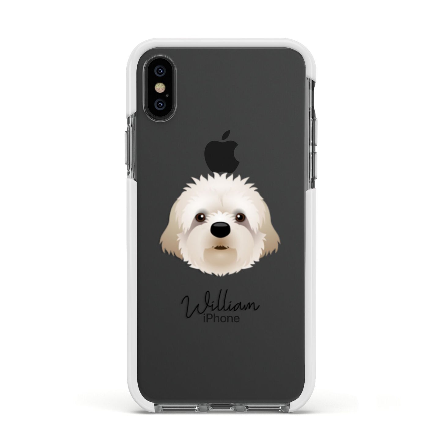 Cavapoochon Personalised Apple iPhone Xs Impact Case White Edge on Black Phone
