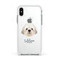 Cavapoochon Personalised Apple iPhone Xs Impact Case White Edge on Silver Phone