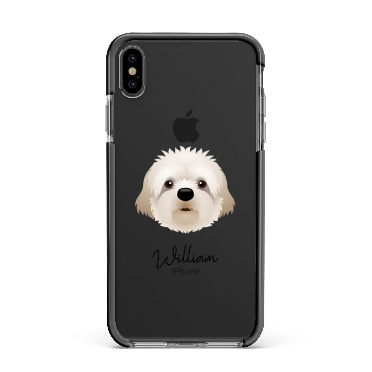 Cavapoochon Personalised Apple iPhone Xs Max Impact Case Black Edge on Black Phone