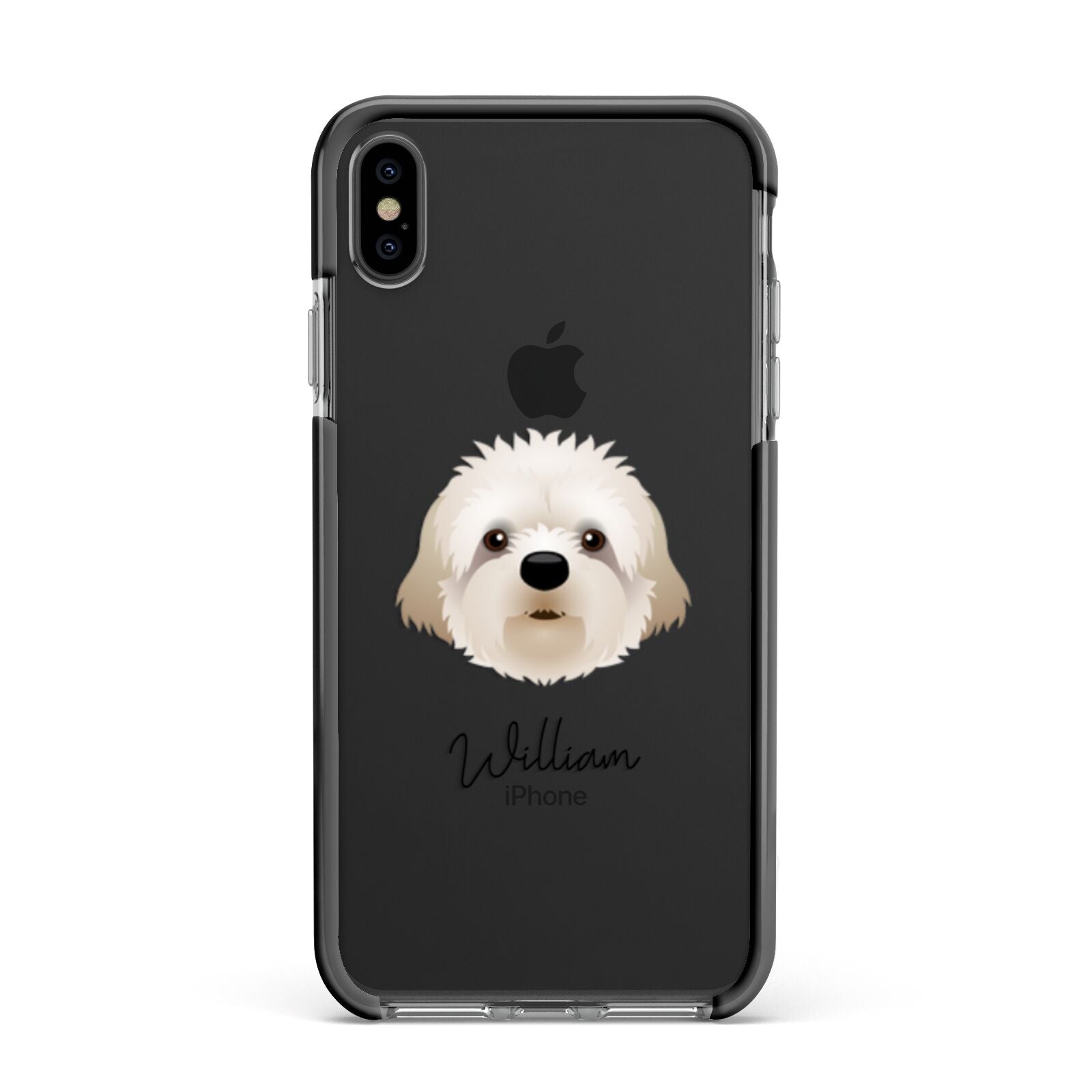 Cavapoochon Personalised Apple iPhone Xs Max Impact Case Black Edge on Black Phone