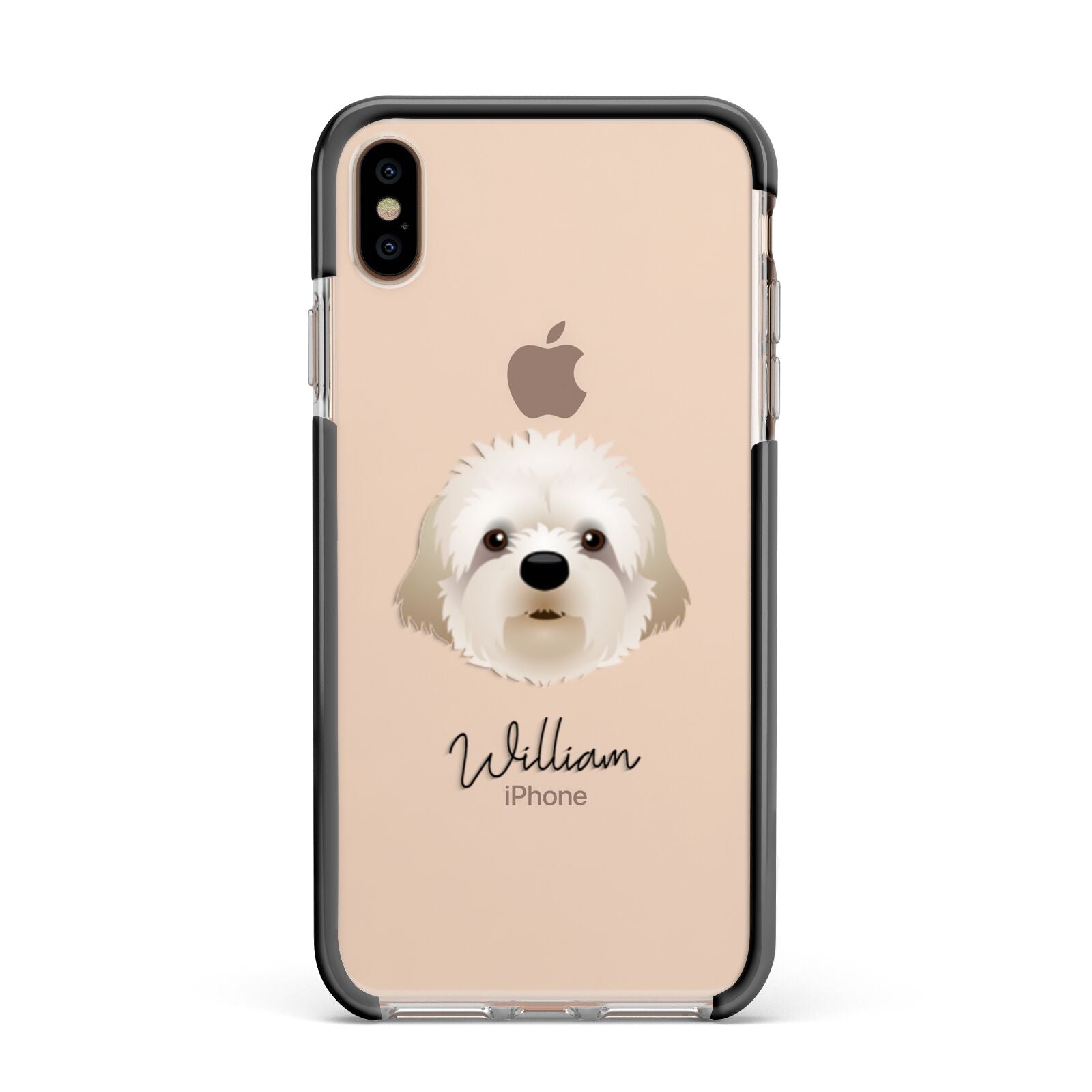 Cavapoochon Personalised Apple iPhone Xs Max Impact Case Black Edge on Gold Phone