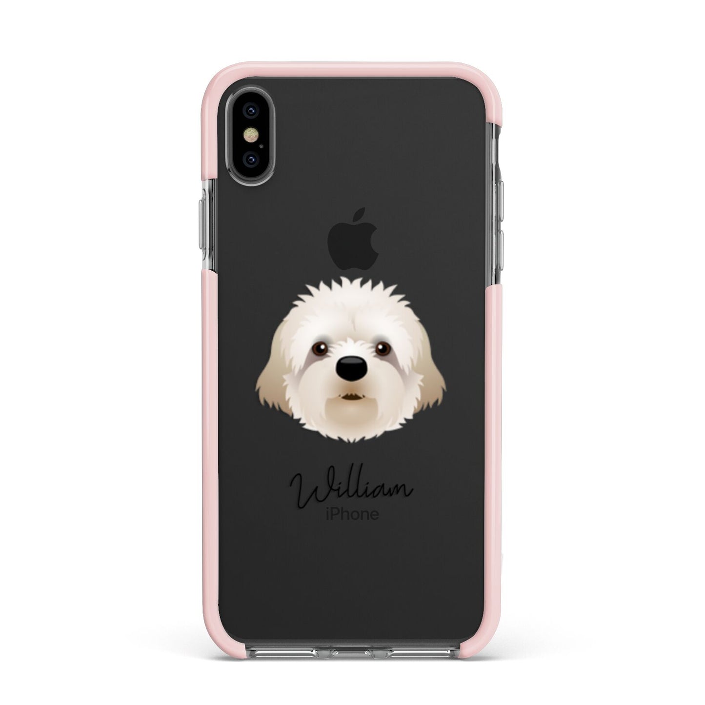 Cavapoochon Personalised Apple iPhone Xs Max Impact Case Pink Edge on Black Phone