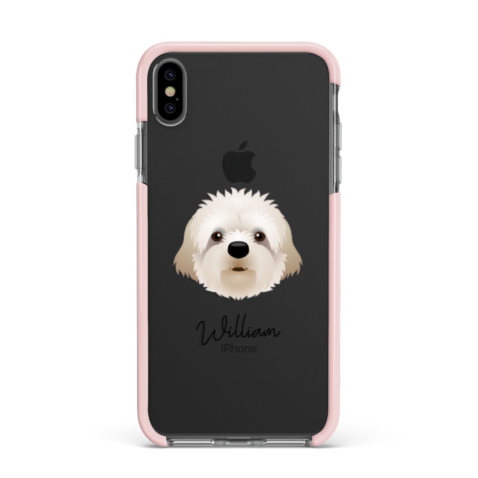 Cavapoochon Personalised Apple iPhone Xs Max Impact Case Pink Edge on Black Phone