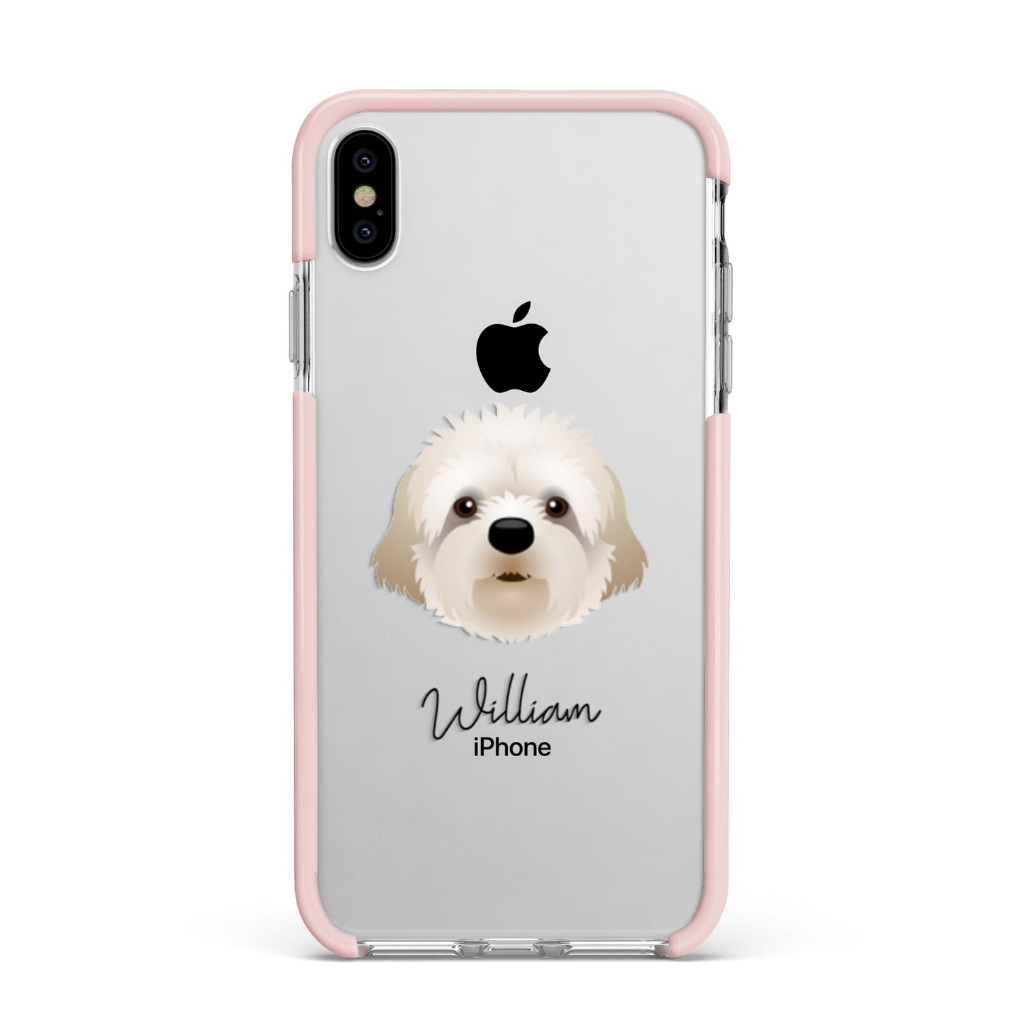 Cavapoochon Personalised Apple iPhone Xs Max Impact Case Pink Edge on Silver Phone
