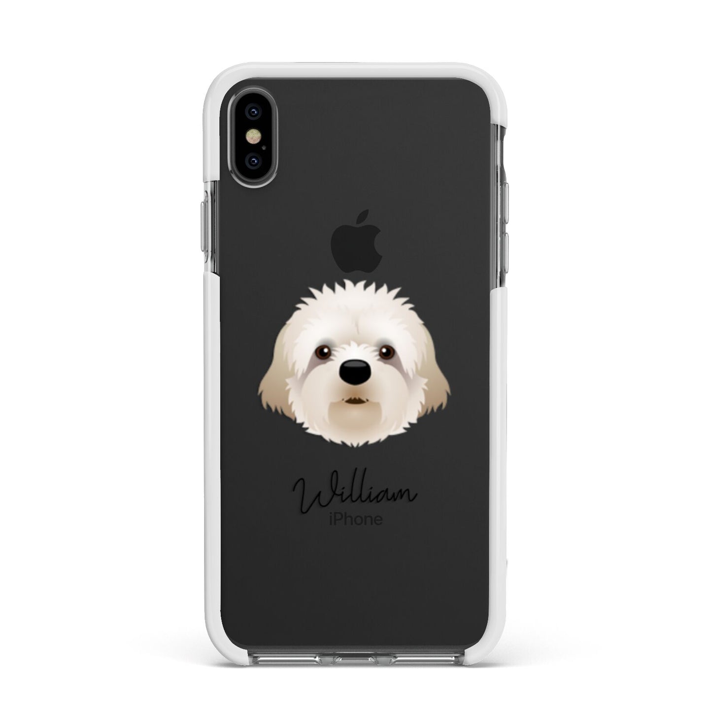 Cavapoochon Personalised Apple iPhone Xs Max Impact Case White Edge on Black Phone