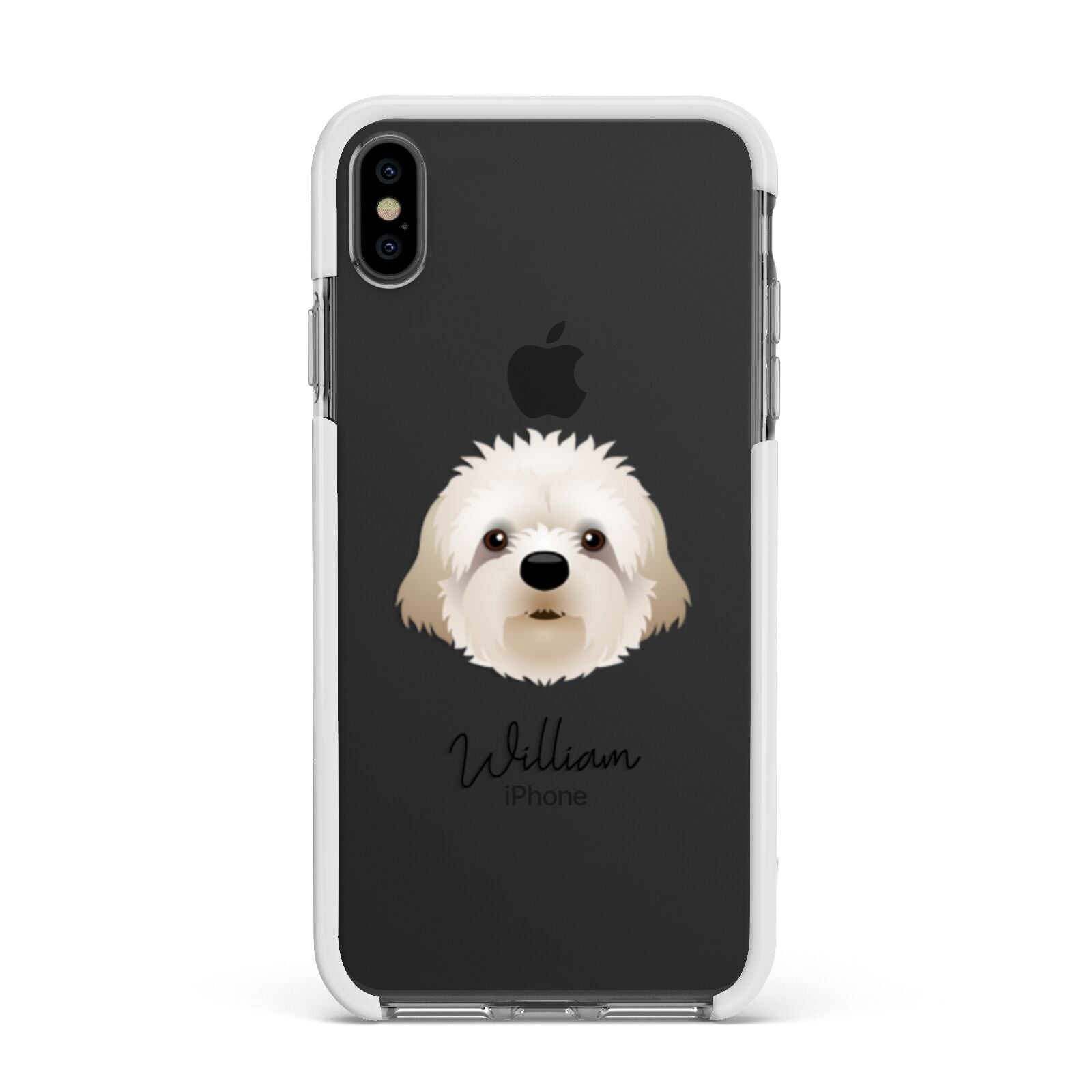 Cavapoochon Personalised Apple iPhone Xs Max Impact Case White Edge on Black Phone