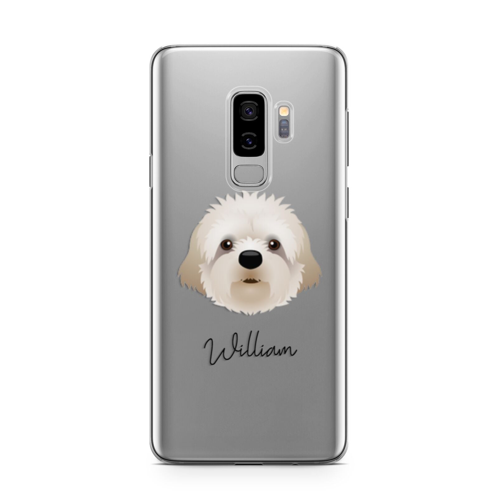 Cavapoochon Personalised Samsung Galaxy S9 Plus Case on Silver phone