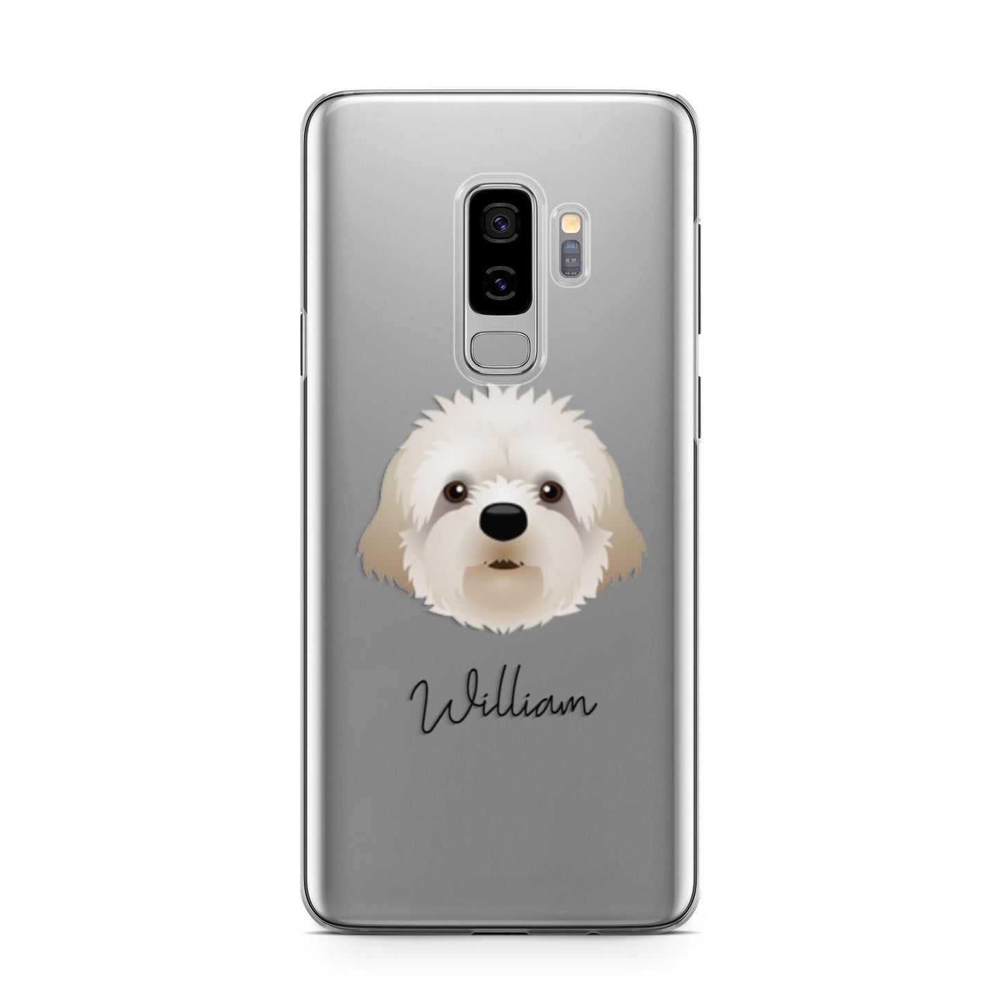 Cavapoochon Personalised Samsung Galaxy S9 Plus Case on Silver phone