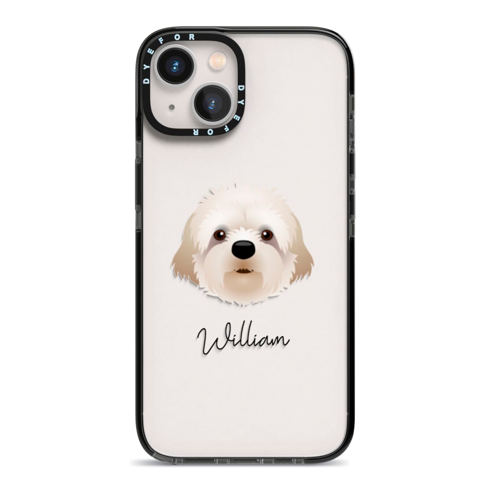 Cavapoochon Personalised iPhone 13 Black Impact Case on Silver phone