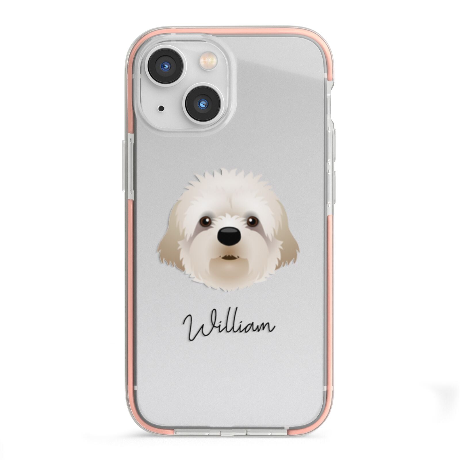 Cavapoochon Personalised iPhone 13 Mini TPU Impact Case with Pink Edges