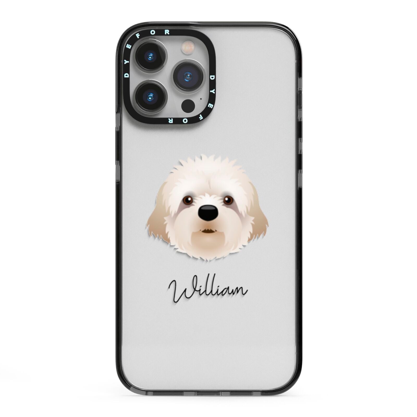 Cavapoochon Personalised iPhone 13 Pro Max Black Impact Case on Silver phone