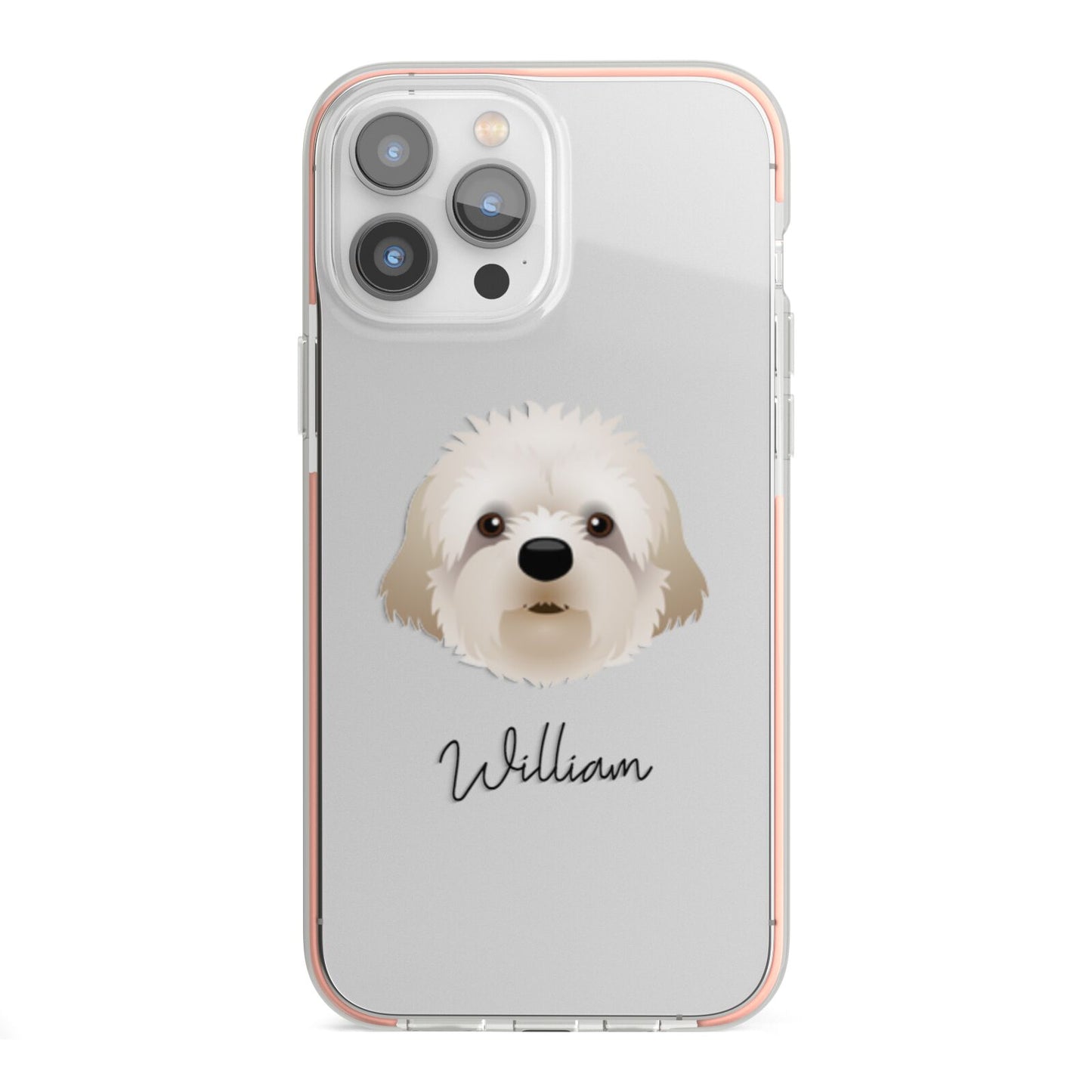 Cavapoochon Personalised iPhone 13 Pro Max TPU Impact Case with Pink Edges