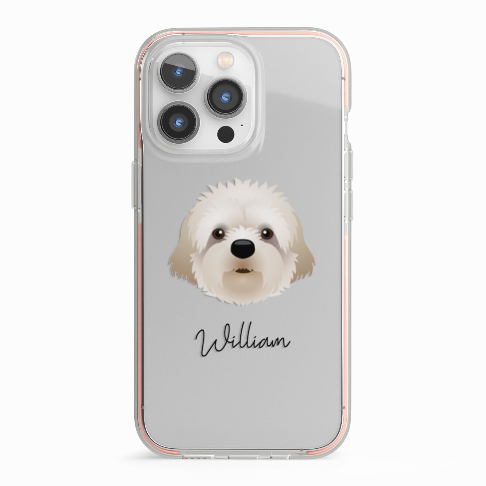Cavapoochon Personalised iPhone 13 Pro TPU Impact Case with Pink Edges
