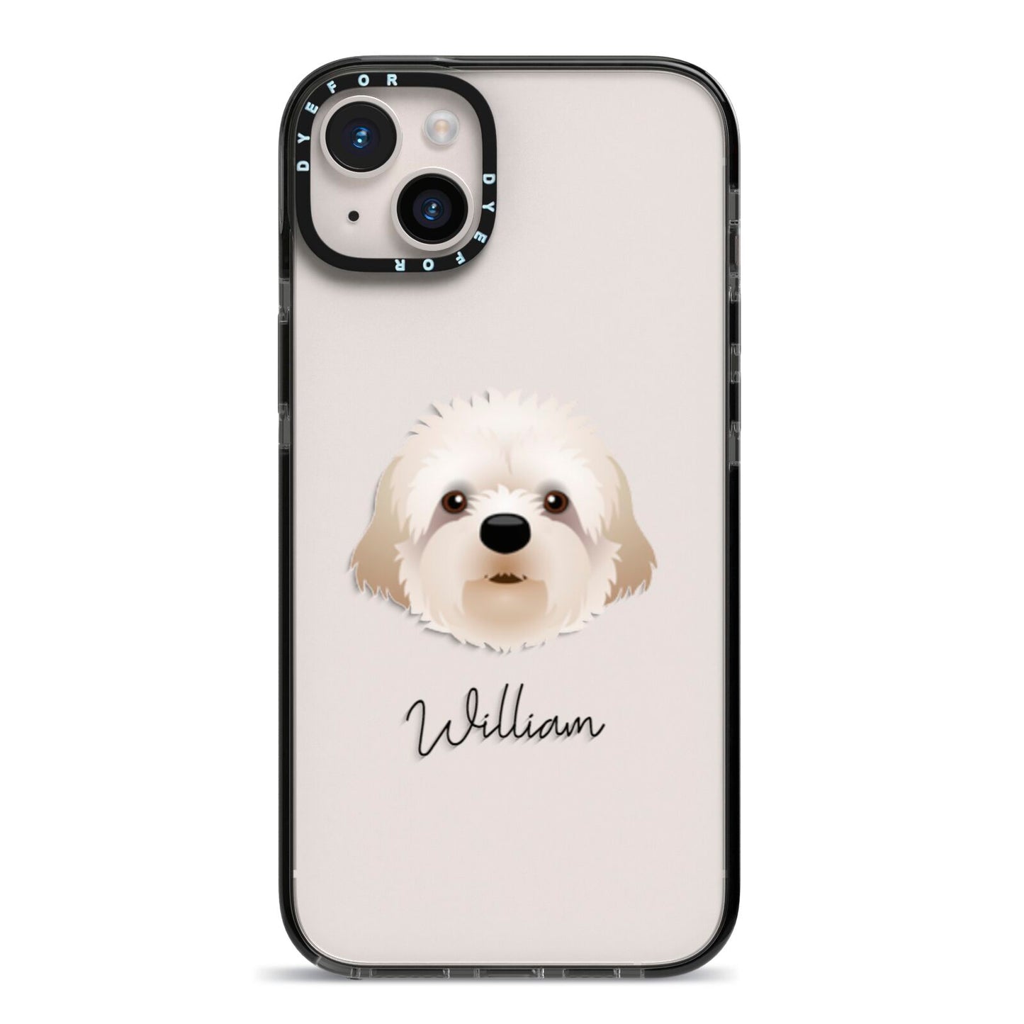 Cavapoochon Personalised iPhone 14 Plus Black Impact Case on Silver phone