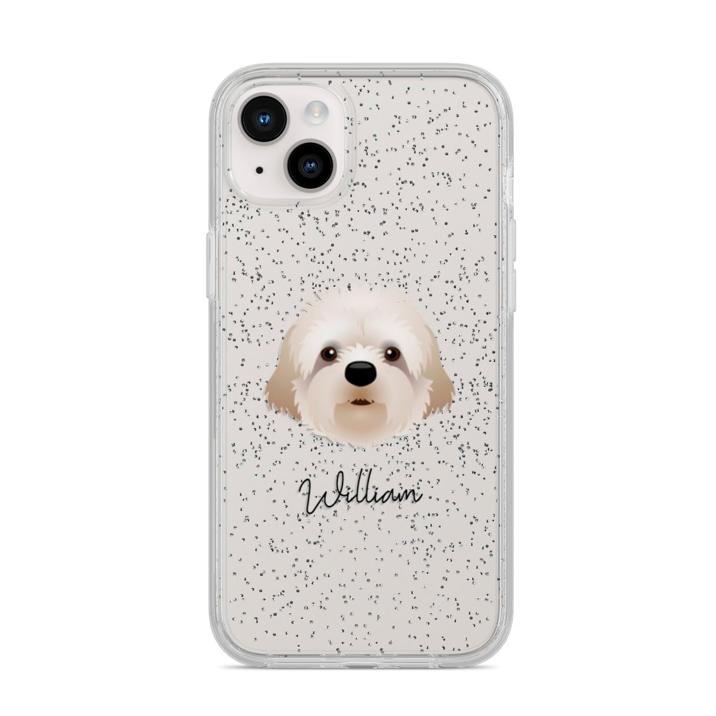 Cavapoochon Personalised iPhone 14 Plus Glitter Tough Case Starlight
