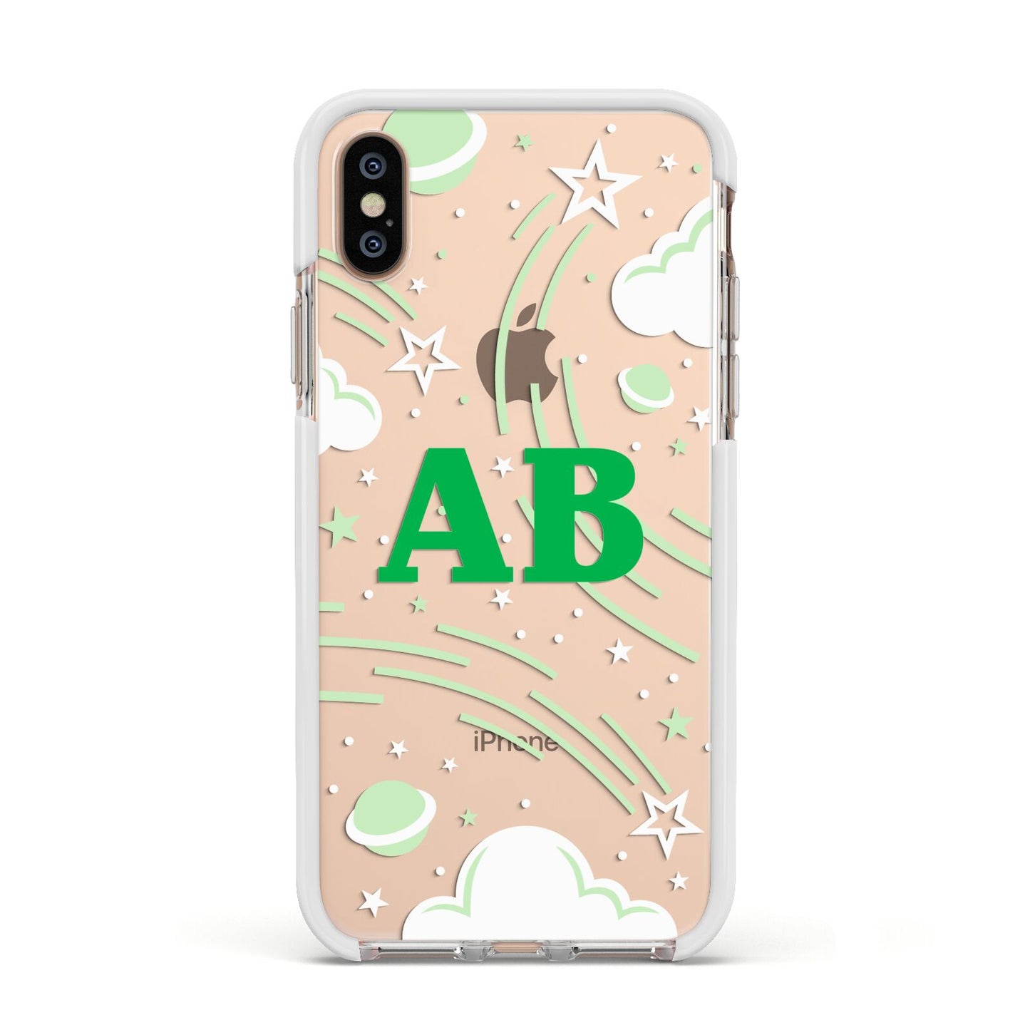 Celestial Apple iPhone Xs Impact Case White Edge on Gold Phone