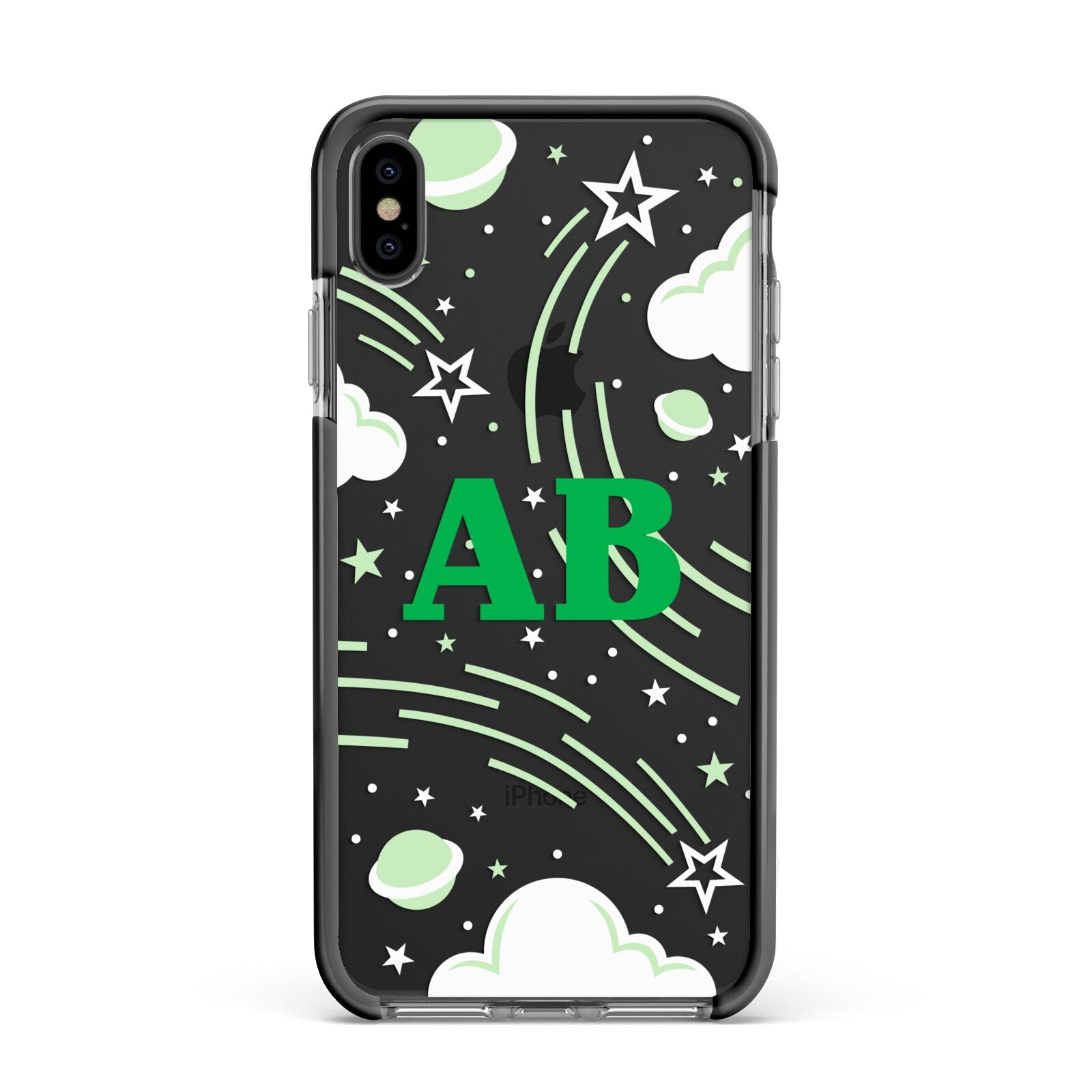 Celestial Apple iPhone Xs Max Impact Case Black Edge on Black Phone