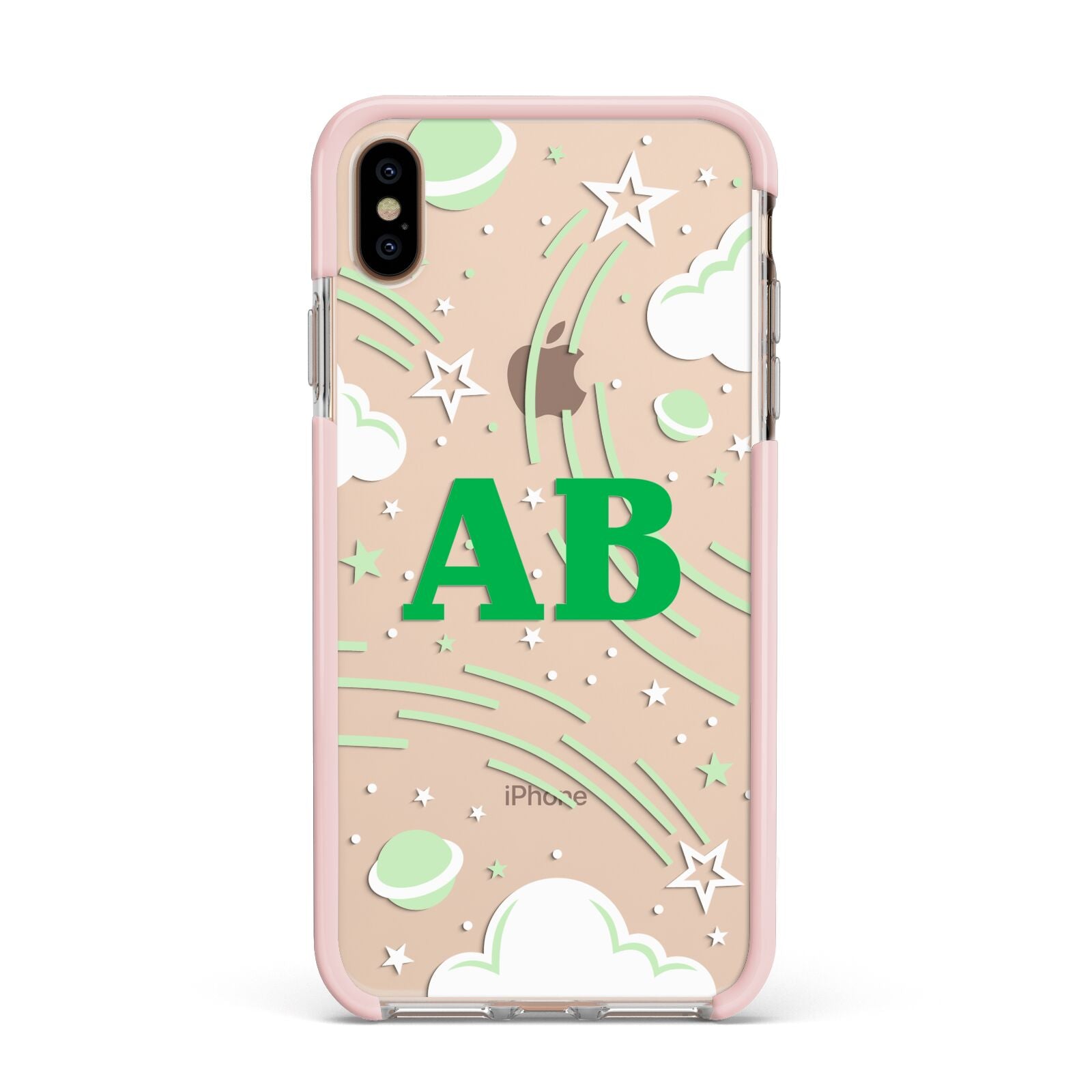 Celestial Apple iPhone Xs Max Impact Case Pink Edge on Gold Phone