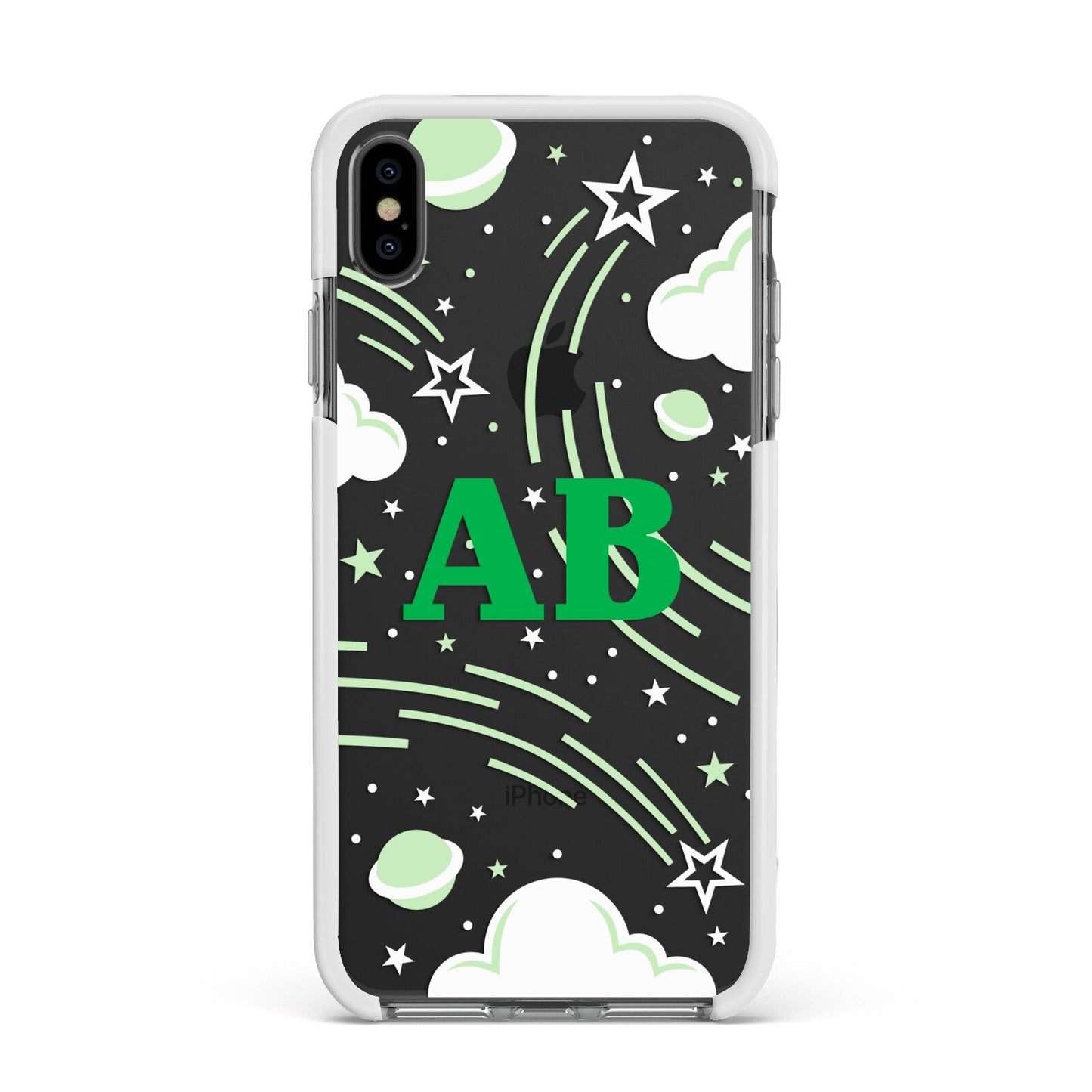 Celestial Apple iPhone Xs Max Impact Case White Edge on Black Phone