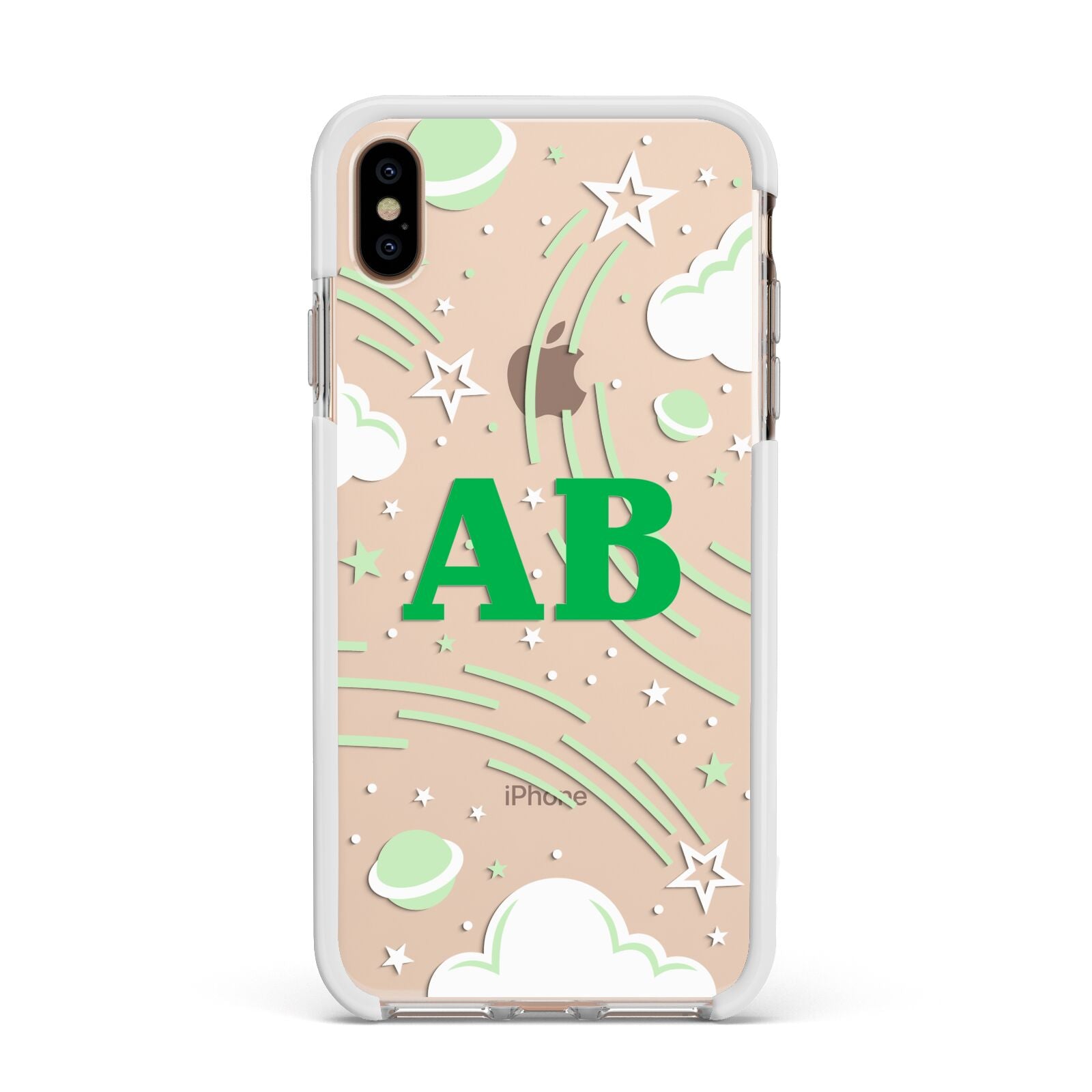 Celestial Apple iPhone Xs Max Impact Case White Edge on Gold Phone