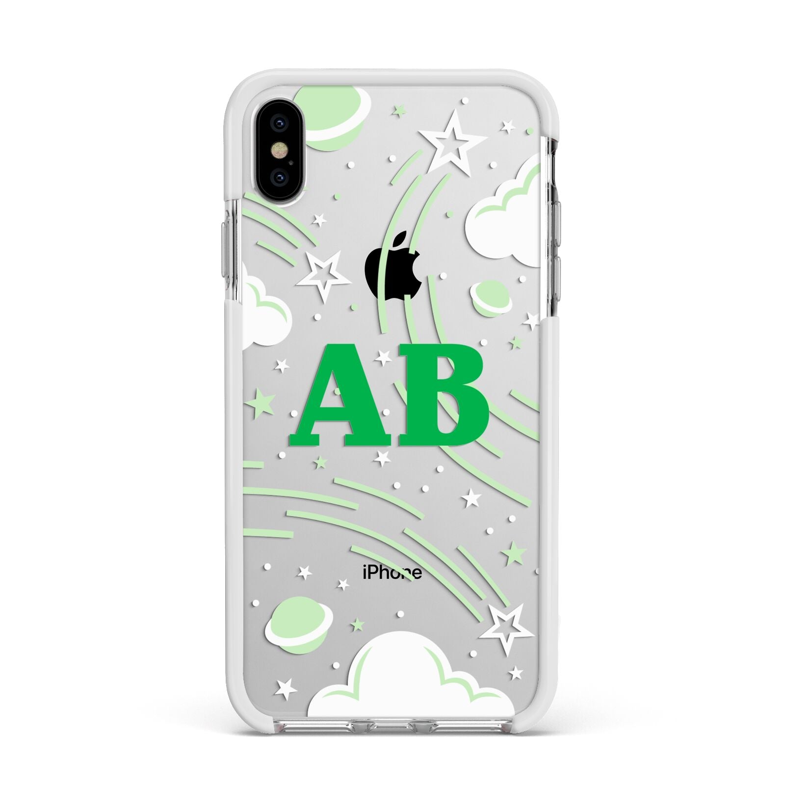 Celestial Apple iPhone Xs Max Impact Case White Edge on Silver Phone