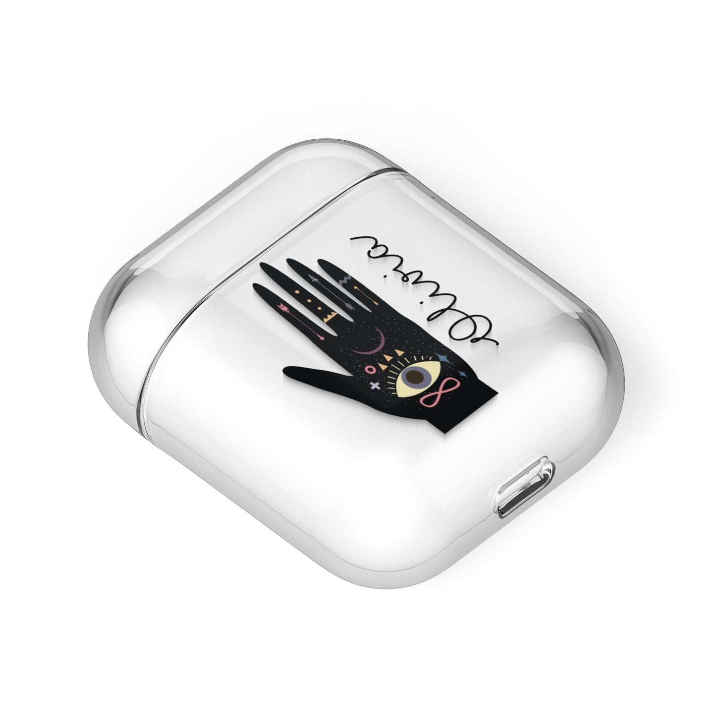 Celestial Hand with Text AirPods Case Laid Flat