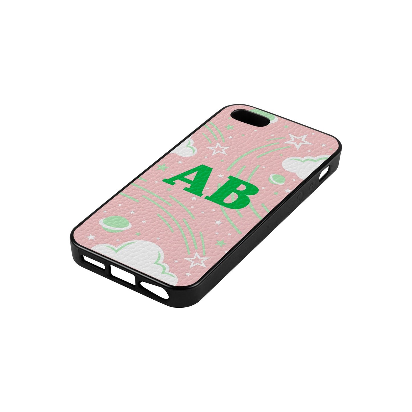 Celestial Pink Pebble Leather iPhone 5 Case Side Angle