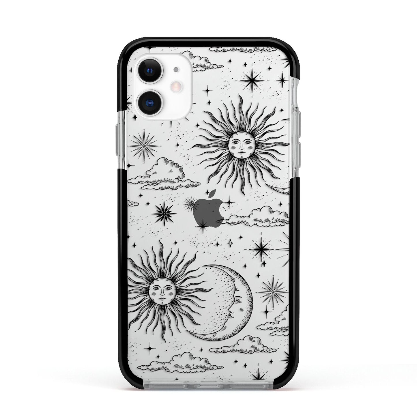 Celestial Suns Clouds Apple iPhone 11 in White with Black Impact Case