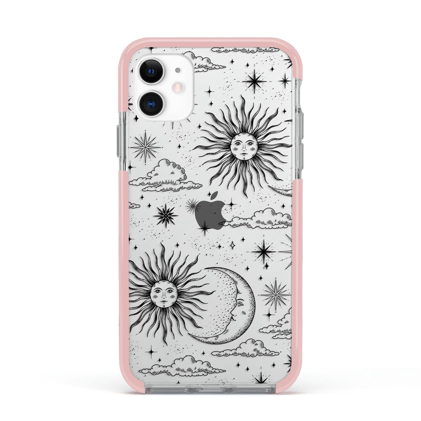 Celestial Suns Clouds Apple iPhone 11 in White with Pink Impact Case