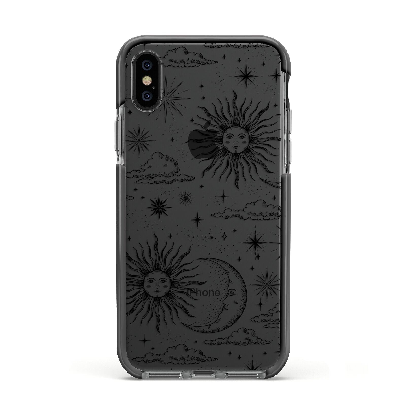 Celestial Suns Clouds Apple iPhone Xs Impact Case Black Edge on Black Phone