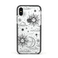 Celestial Suns Clouds Apple iPhone Xs Impact Case Black Edge on Silver Phone