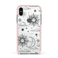 Celestial Suns Clouds Apple iPhone Xs Impact Case Pink Edge on Silver Phone