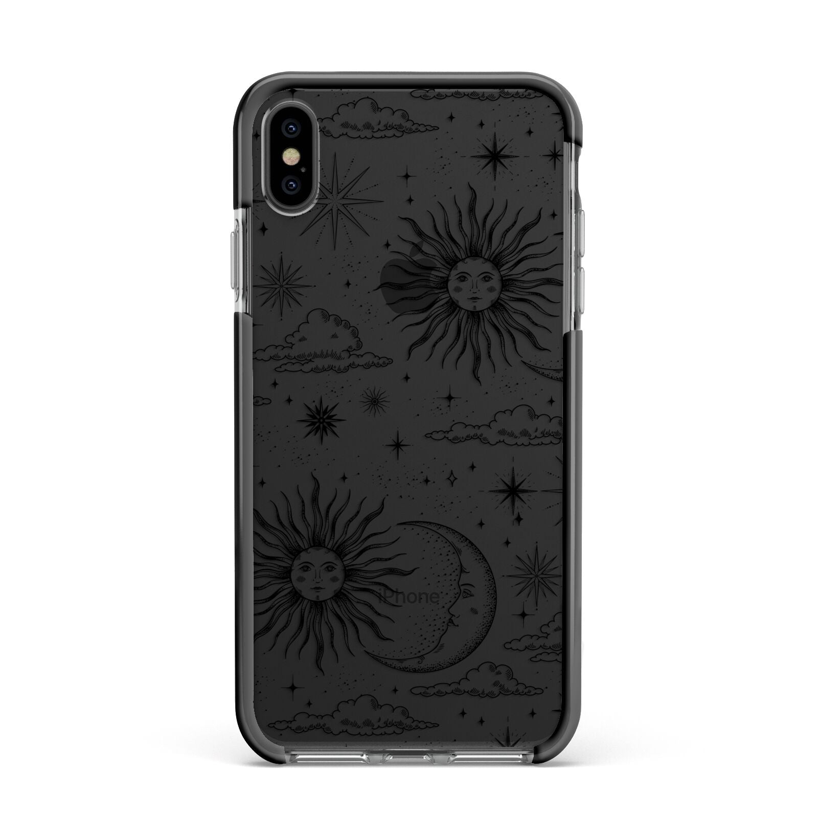 Celestial Suns Clouds Apple iPhone Xs Max Impact Case Black Edge on Black Phone