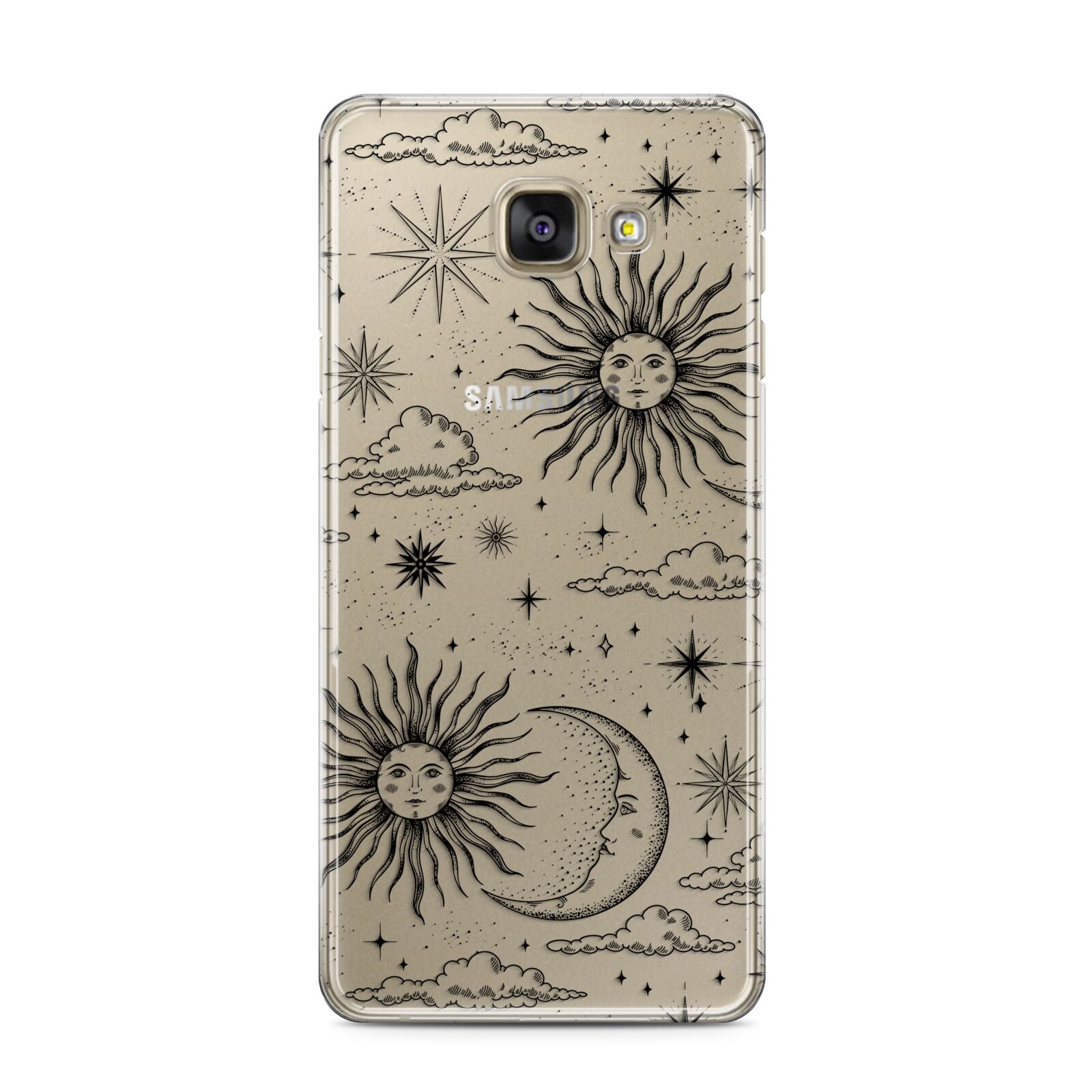 Celestial Suns Clouds Samsung Galaxy A3 2016 Case on gold phone