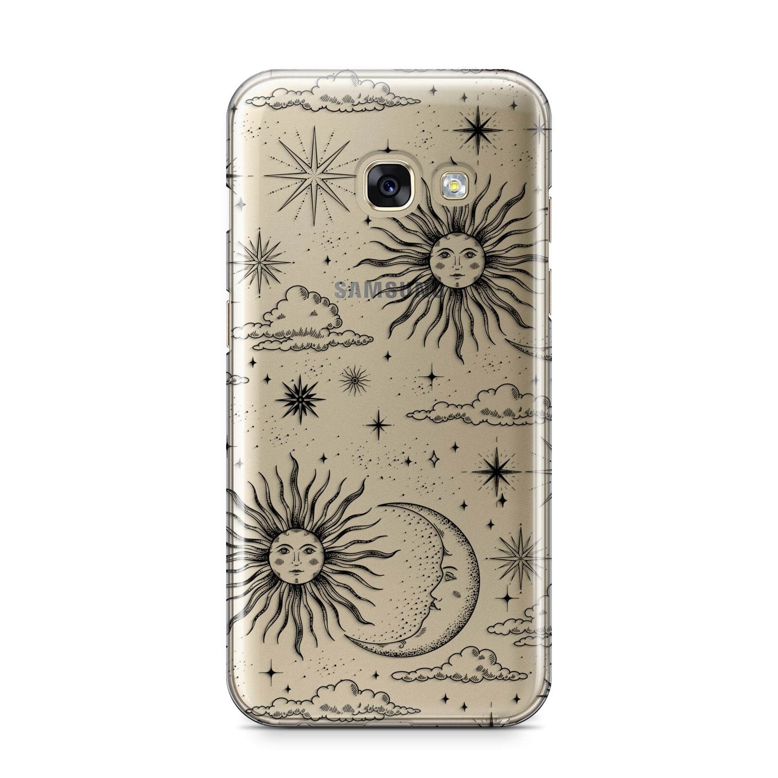 Celestial Suns Clouds Samsung Galaxy A3 2017 Case on gold phone